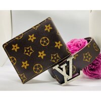 COMBO Thắt Lưng/Dây Nịt + Ví Da Nam Cao Cấp Họa Tiết Hoa Văn, Chất Liệu Da Tổng Hợp PVC HOT HIT 2021 Trẻ Trung Năng Động