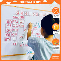 Combo thẻ [CHỮ CÁI+DẤU+ÂM VẦN] mặt sau có nam châm lá gắn bảng cho bé học Tiếng Việt