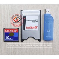 Combo Thẻ nhớ CF 1GB Sandisk, áo thẻ PCMCIA 68Pin, Đầu đọc USB cho máy công nghiệp CNC, thiết bị điện tử