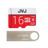 COMBO Thẻ nhớ JVJ micro SDHC 16G C10 và USB Kingston SE9 16G thẻ nhớ 16G Thẻ nhớ chuyên dụng camera Thẻ nhớ tốc độ cao Thẻ nhớ chống từ trường USB 16G USB Kingston BH 1 đổi 1