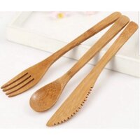 Combo thìa - dao - dĩa - ống hút tre ăn dặm cho bé