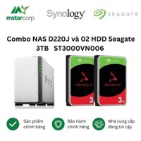 Combo Thiết bị lưu trữ NAS DS220J và 02 Ổ cứng HDD Seagate Ironwolf 3TB ST3000VN006