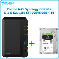 Combo Thiết bị lưu trữ NAS Synology DS220 và 1 Ổ cứng Seagate ST4000VN006 4 TB - Hàng Chính Hãng