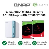 Combo Thiết bị lưu trữ Qnap TS-251D-4G-EU  và 2 Ổ cứng HDD Seagate Ironwolf 3TB ST3000VN006