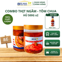 Combo thịt ngâm nước mắm và tôm ngâm chua đậm đà, hương vị đặc sản chuẩn ngon 2 hủ 500g | BẾP NHÀ