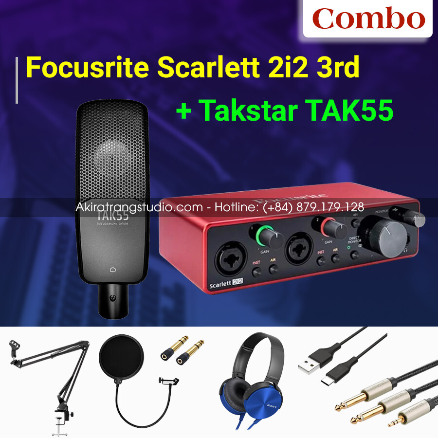 Bộ thu âm Focusrite 2i2 Gen3 + Micro Takstar TAK55