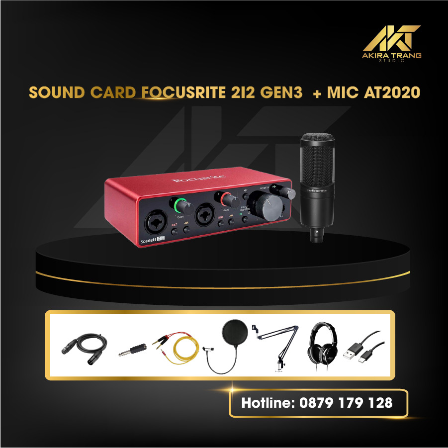 Bộ thu âm Focusrite 2i2 Gen3 + Micro Technica AT2020