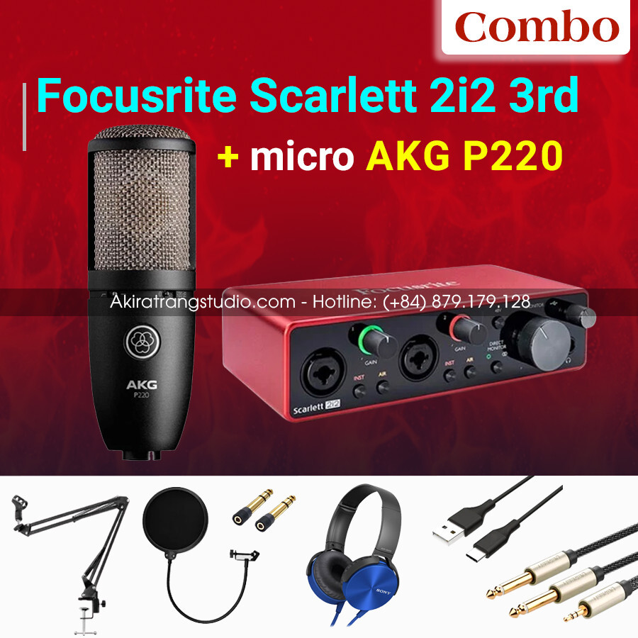 Bộ thu âm Focusrite 2i2 Gen3 + Micro AKG P220
