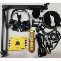 COMBO THU ÂM HÁT LIVE MIC BM900 VÀ SOUBD CARD K10 2020 TẶNG TAI CHỤP BH 6 tháng