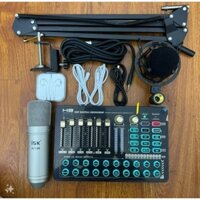 combo thu âm livestream isk AT100 kèm sound card H9 PRO bản mới 2024 chân kẹp tai nghe đầy đủ bảo hành 12 tháng
