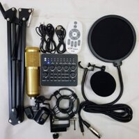COMBO THU ÂM LIVESTREAM MÍC BM800,SOUND CARD V10 CHÂN MÀNG LỌC BH 6 THÁNG ĐỔI MỚI