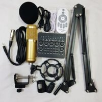 COMBO THU ÂM LIVESTREAM MÍC BM800 SOUND CARD V10,CHÂN KẸP BÀN BH 6 THÁNG ĐỔI MỚI