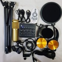COMBO THU ÂM LIVESTREAM MÍC BM800,SOUND CARD V10,CHÂN MÀNG LỌC TẶNG KÈM TAI 450 BH 6 THÁNG ĐỔI MỚI