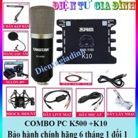 COMBO THU ÂM MICRO TAKSTAR k500 SOUND CARD XOX K10  DÂY LIVE STREAM MA2,kẹp bàn,màng lọc