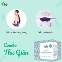 Combo Thư Giãn 1LIFE (Gối thảo mộc chườm lưng bụng và túi thảo dược chườm mắt)