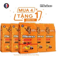 Combo Thức ăn cho mèo Minino Tuna Flavored 480gr - Mua 4 tặng 1 LazadaMall