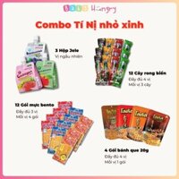 Combo TÍ NỊ: 12 Cây Rong Biển - 12 Gói Snack Mực Bento -  4 Bánh Que Dorkbua - 3 Hộp Jele Thái Lan