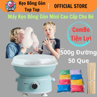 ComBo Tiện Lợi Máy Làm Kẹo Bông Gòn Mini Cao Cấp TT02-500g Đường Màu - 50 Que Quấn Kẹo