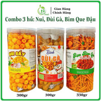 COMBO TIẾT KIỆM 3 hũ ăn vặt tuổi thơ: Nui bơ sấy giòn, đùi gà bơ cay, bim bim que đậu  Sunny Food