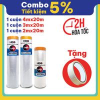 Combo tiết kiệm băng keo nilon che bụi, nilon phủ nội thất, nilon che sơn + Tặng kèm băng keo giấy
