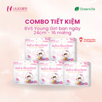 Combo tiết kiệm Băng vệ sinh UUcare Singapore Young GIrl ban ngày 24cm 16 miếng