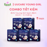 Combo tiết kiệm BVS UUcare Singapore Young Girl ban đêm 32cm 12 miếng