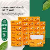 [Combo tiết kiệm] Combo 20 Khăn giấy ăn rút SILKWELL sếu 200 tờ 3 lớp dai mịn, an toàn cho cả gia đình
