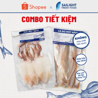 COMBO TIẾT KIỆM Mực 1 nắng (3 con/500gr) + Cá đù 1 nắng xẻ ( 3-4 con/500gr)