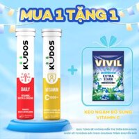 Combo Tiết Kiệm - Viên sủi vitamin tổng hợp KUDOS DAILY  Viên sủi KUDOS VITAMIN C 1000MG 20 viên Tuýp