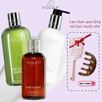 Combo Tinh dầu bưởi Vi Jully giảm rụng kích mọc tóc - Bộ Dầu Gội Bưởi, Dầu Xả dừa dưỡng tóc phục hồi hư tổn
