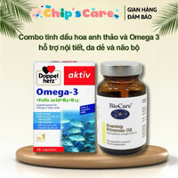 Combo Tinh dầu hoa anh thảo Biocare và Dầu cá Omega 3 Doppelherz cho phụ nữ