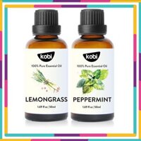 Combo Tinh Dầu Sả Chanh Kobi 50ml  Tinh Dầu Bạc Hà Kobi 50ml  - Tinh Dầu Thiên Nhiên Nguyên Chất, Giúp Giảm Stress, Xua Đuổi Côn Trùng Và Khử Mùi Hiệu Quả, Thích Hợp Dùng Với Đèn Xông Và Máy Khuếch Tán