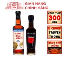 Combo Tinh Tế Gồm 01 Chai Nước Mắm Làng Chài Xưa Nhãn Xanh Xuất Khẩu 500ml và Nước Tương Cao Cấp Shiitake 250ml