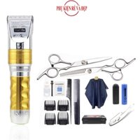 Combo Tông Đơ Cắt Tóc HuaErBo F10 + 2 lược + 1 bộ kéo + áo choàng cắt tóc + dao cạo Inox đa năng