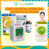 Combo trắng da chuyên sâu viên uống Vitamin C DHC L cystine và Glutathion giúp da tóc khỏe đẹp mờ thâm nám (30 ngày) CB6