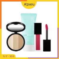 Combo Trang Điểm & Kem Chống Nắng A'PIEU PURE BLOCK AQUA SUN GEL SPF50+/PA+++ (3pc)
