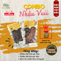 Combo Trâu Heo Gác Bếp 400gr Tiện Lợi Hà Gia Food Ăn Vặt Snack TẶNG kèm Muối Chẳm Chéo Có Sẵn TpHCM