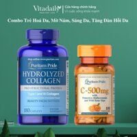 Combo Trẻ Hoá Da,Tăng Đàn Hồi Da Collagen Thuỷ Phân Hydrolyzed Collagen & Vitamin C Puritan's Pride