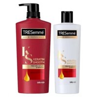 Combo Tresemmé Keratin Smooth Vào Nếp Mượt Mà: Dầu Gội 640G + Dầu Xả 340G