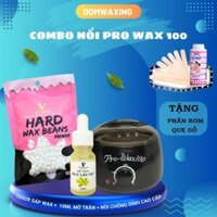 Combo Triệt Lông Sáp Wax Nóng 100gr Sáp +Nồi Nấu Sáp Pro Wax 100 Và 10 Ml Mỡ Trăn Ngọc Lan Tây + Tặng 5 Que Lấy Sáp