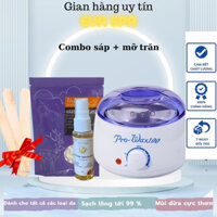 Combo triệt lông tại nhà Nồi Nấu Sáp Wax Lông Pro Wax 100 + 100g Sáp Và Mỡ Trăn- Tặng que wax