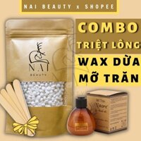 Combo triệt lông vĩnh viễn sáp wax nóng sáp dừa, wax lông nhập khẩu và mỡ trăn N'store triệt lông nách, tay, chân....