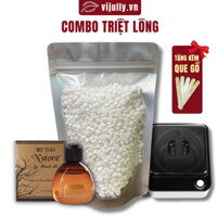 Combo Triệt Lông Vĩnh Viễn, Viên Sáp Hard Wax Bean và Mỡ Trăn, Hạt Wax Lông Nóng + Nồi Nấu Sáp Chống Dính Ceramic Loại 1