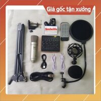 Combo trọn bộ livestream thu âm Mic ISK AT-100 Sound card V10 Bluetooth Auotune Chân kẹp màng lọc