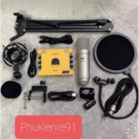 Combo trọn bộ livestream thu âm mic ISK AT100 sound card K10 bản đặc biệt 2020 ,đầy đủ phụ kiện
