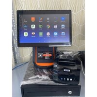 [COMBO] Trọn bộ máy Pos tính tiền cho Trà sữa, Cafe (Màn cảm ứng + in bill + in tem + két tiền + Pos365)