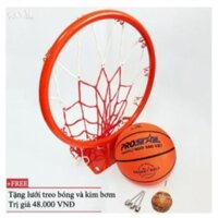 Combo trọn gói bộ sản phẩm Khung Vành bóng rổ cao cấp loại 35cm + quả bóng rổ số 5 (Cam)
