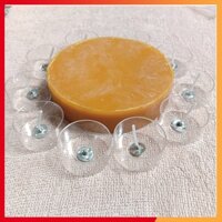 Combo Tự Làm Nến Tealight Gồm 200g Sáp Ong Nguyến Chất, 10 Đế Nến Nhựa Tròn, Trơn Tặng 10 Bấc/Tim Nến Cotton Chuốt Sáp