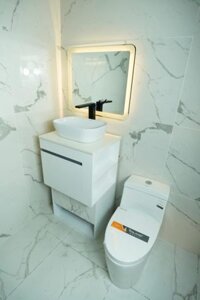 Combo Tủ Lavabo cửa kéo 2 hộc bên Nhựa PVC Cao Cấp TLVB028