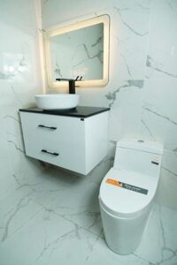 Combo Tủ Lavabo trắng 2 cửa kéo Nhựa PVC Cao Cấp TLVB035